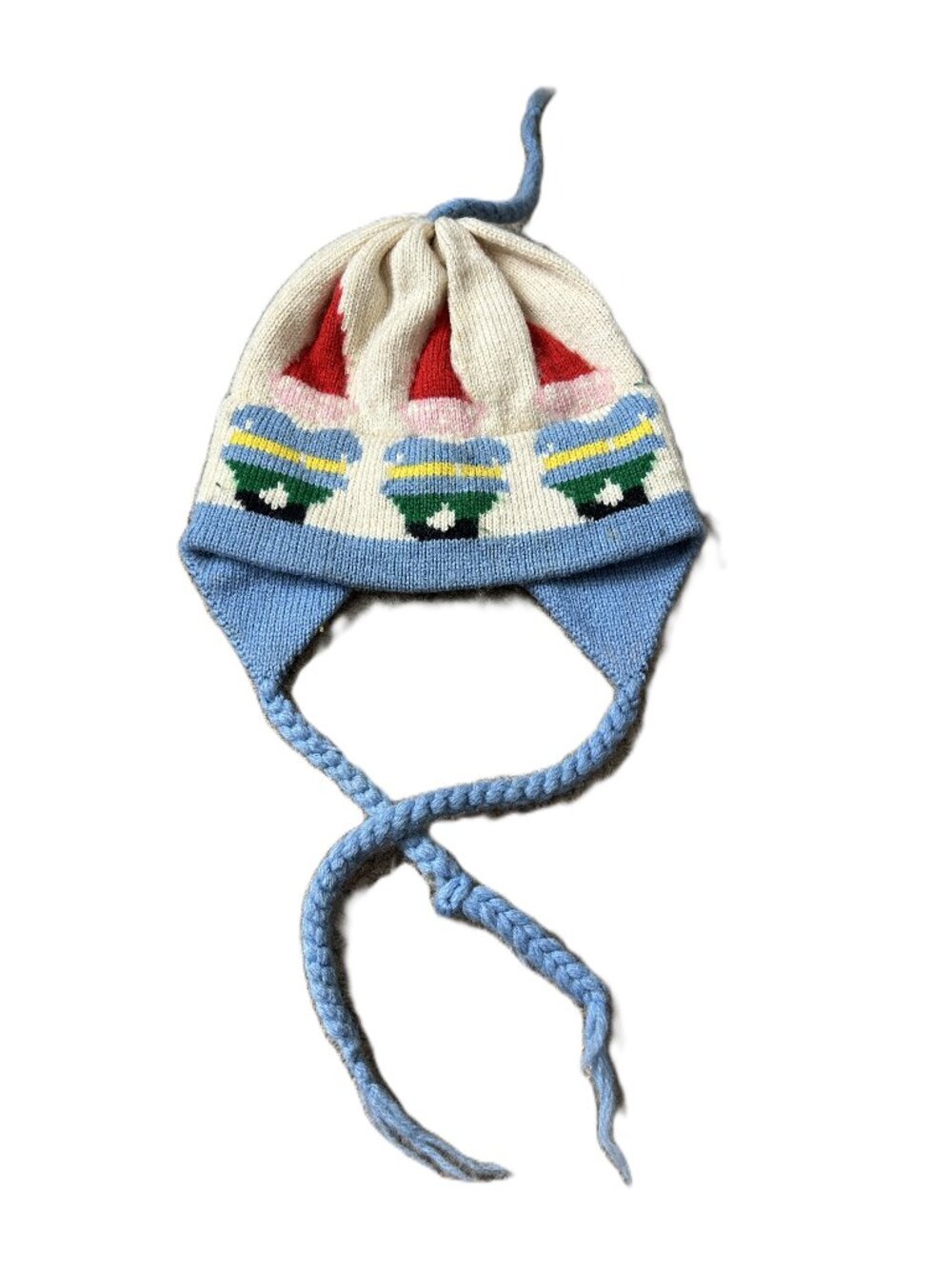 VINTAGE Gnome Toque Wool Hat with Ear Flaps
